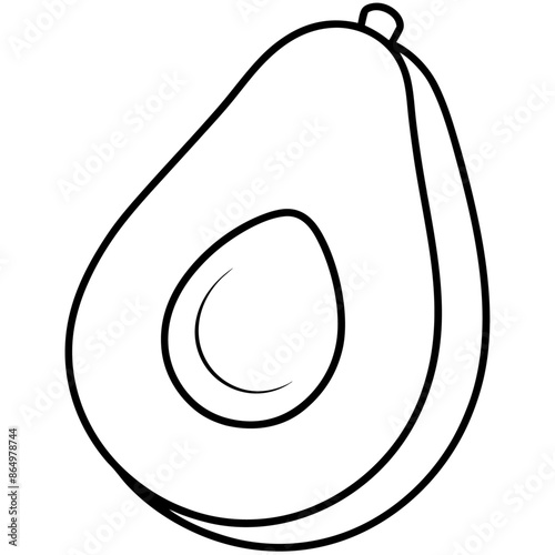 avocado outline coloring book page line art illustration digital drawing
