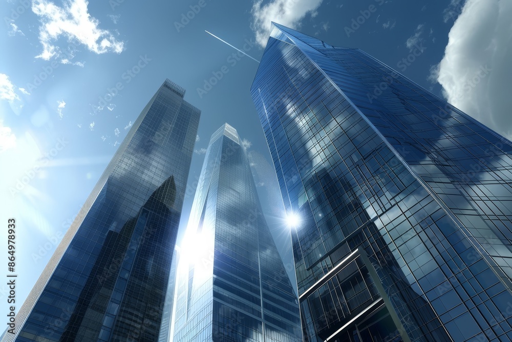 Urban skyline with a cluster of tall buildings representing progress and innovation, A symbol of progress and innovation in the skyline Urban skyline with a cluster of tall buildings representing progress and innovation, A symbol of progress and innovation in the skyline