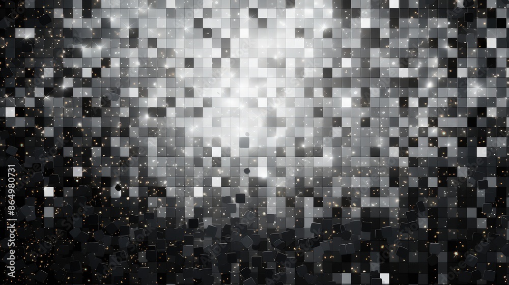 Silver and Black Tile Mosaic with Glimmering Lights Silver and Black Tile Mosaic with Glimmering Lights
