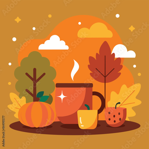 Autumn leaves and tree background and Thanksgiving