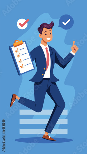 Manager businessman presentation action plan and checklist