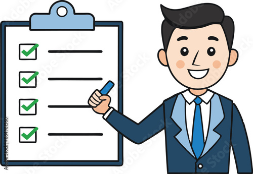 Manager businessman presentation action plan and checklist