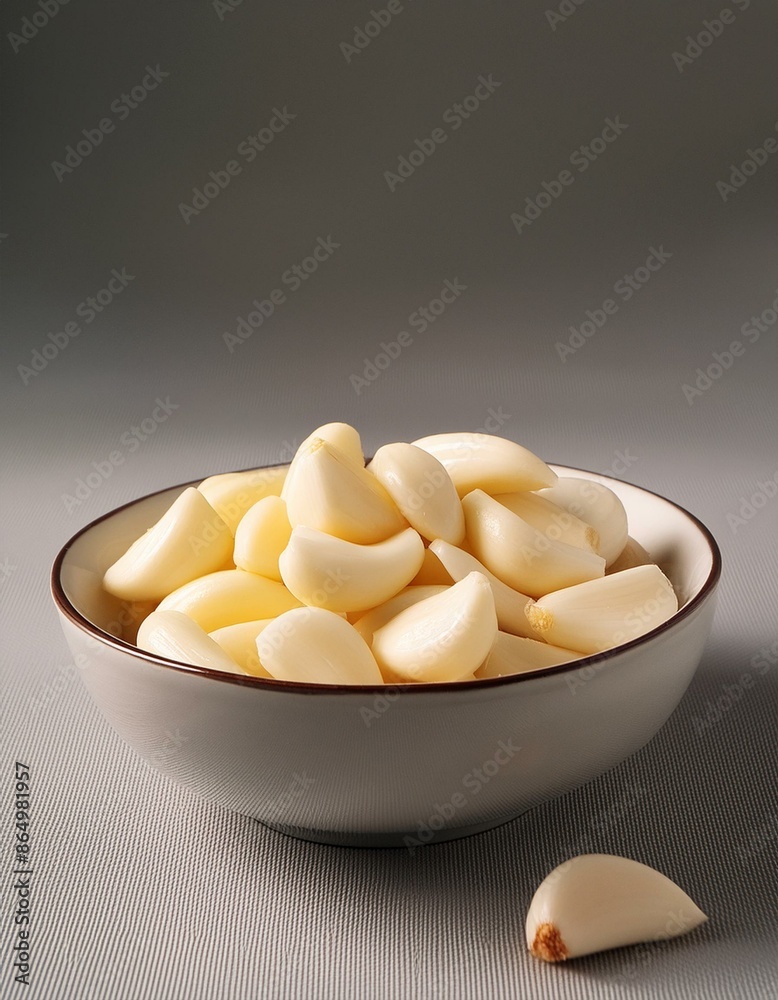 Fresh peeled garlic in bowl Fresh peeled garlic in bowl