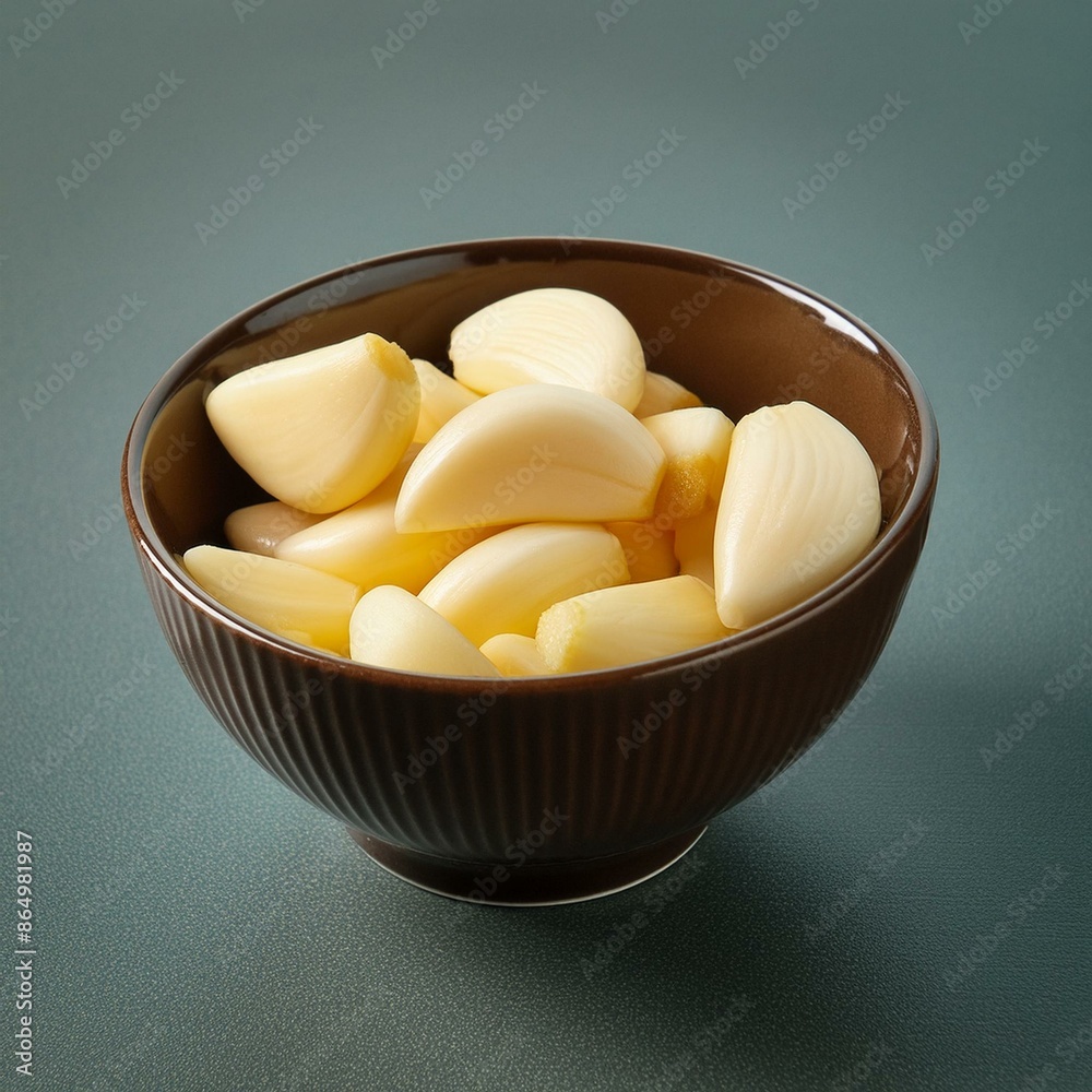 Fresh peeled garlic in bowl 