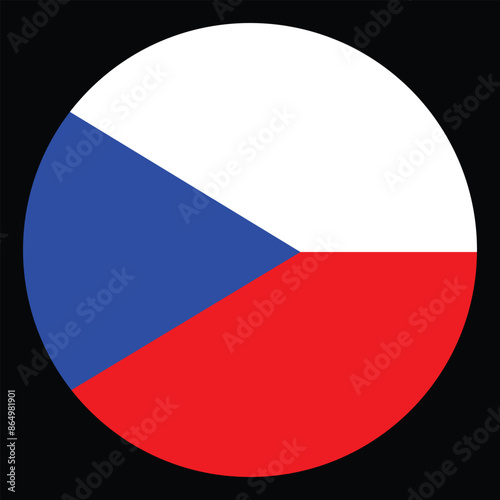 Circle badge Czech Republic flag button vector illustration isolated. Europe state. EU member. Patriotic sign. National symbol. Roundel Czech Republic flag emblem banner.
