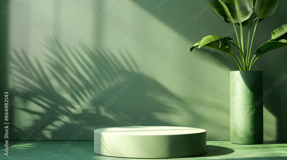 green podium in tropical forest for product display background.generative ai green podium in tropical forest for product display background.generative ai