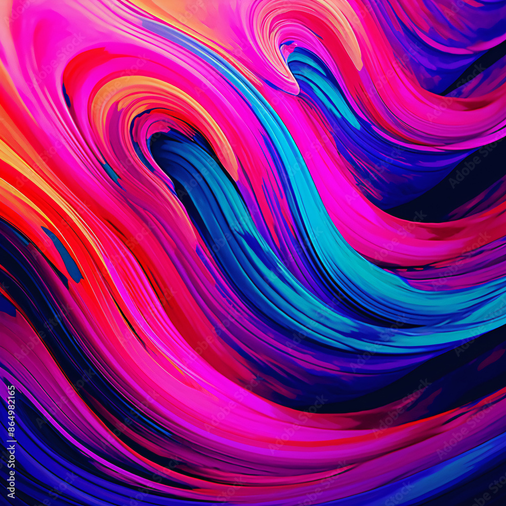 Obraz premium Abstract Wave of Colorful Paint Swirling in Water
