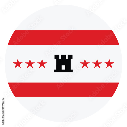 Circle badge Drenthe flag button vector illustration isolated. Province of the Netherlands, National symbol of region. Roundel Drenthe flag emblem banner.
