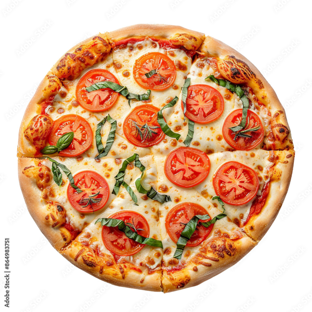 Margherita Pizza with White Background for Cutout (PNG) Margherita Pizza with White Background for Cutout (PNG)