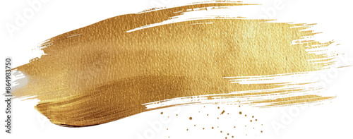 Gold paint brush vector smear stroke. Acrylic golden color stain on transparent background. Abstract vector gold glittering textured background for invitation, wedding or bithday card template