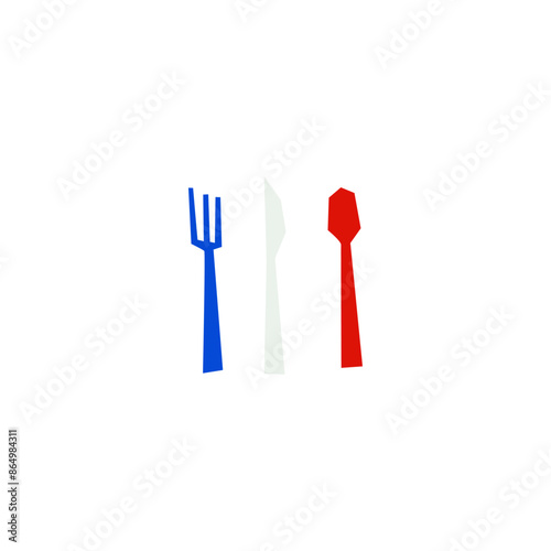 Fork Table knife and Spoon shape in cutout style