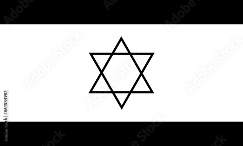 Graphic Israel flag vector illustration isolated. Middle East country. Israel black and white flag, national symbol. Patriotic sign.