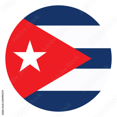 Circle badge Cuba flag button vector illustration isolated. Caribbean state national symbol. Island Cuba patriotic sign. Central America country. Roundel Cuba flag emblem banner.