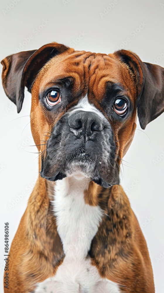 boxer dog with a black nose and brown eyes asking to take him at home boxer dog with a black nose and brown eyes asking to take him at home