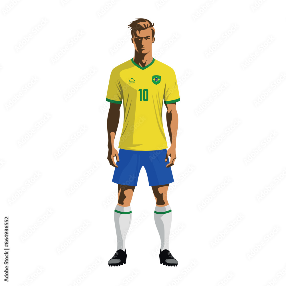 Soccer player in Brazil team uniform Soccer player in Brazil team uniform