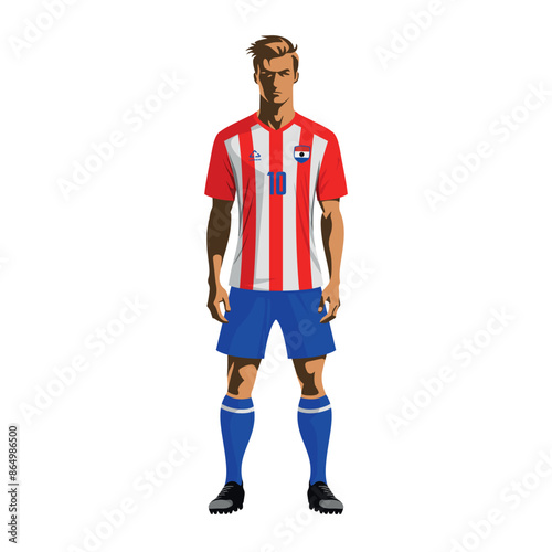 Soccer player in Paraguay team uniform