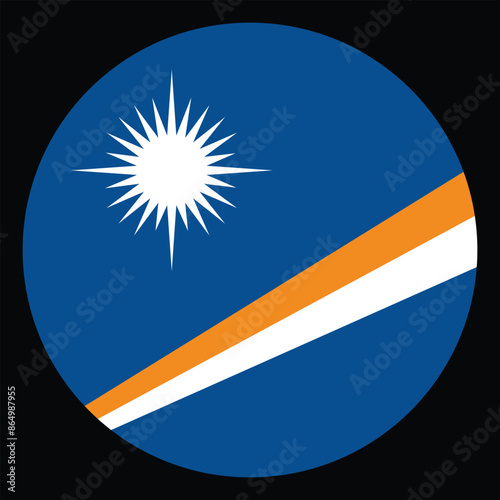 Circle badge Marshall Islands flag button vector illustration isolated. National symbol. Roundel Marshall Islands flag emblem banner.