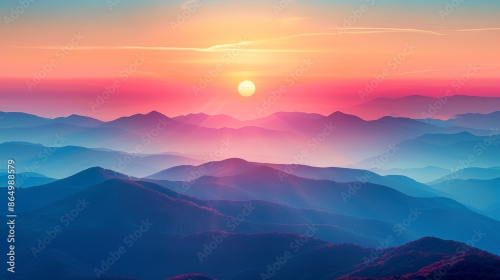 Fototapeta premium Magnificent Sunrise Over the Mountains