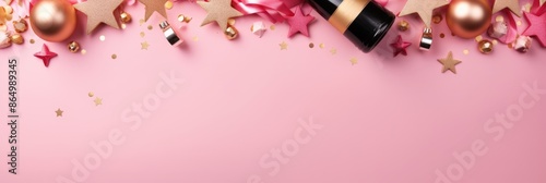 Festive Pink and Gold Background with Champagne © Nice Seven