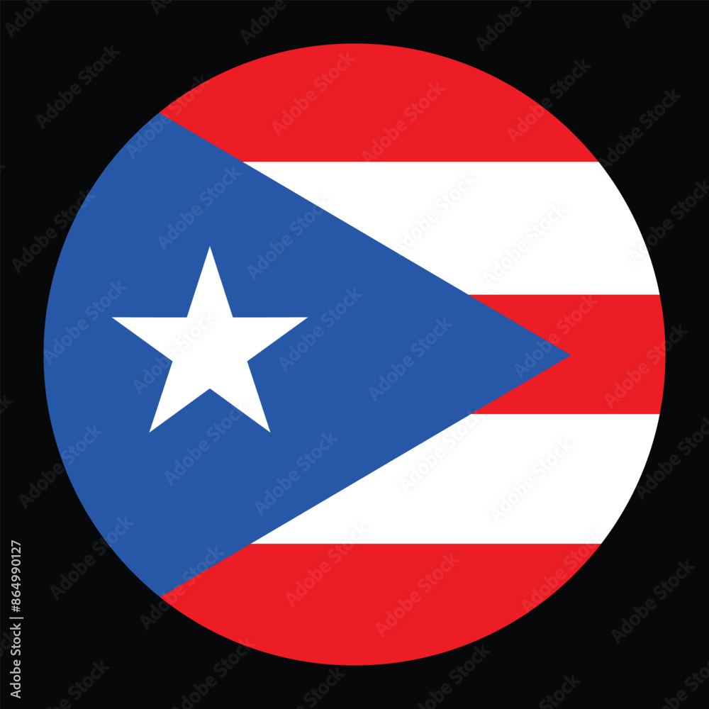 Circle badge Puerto Rico flag button vector illustration isolated on background. Central America state national symbol. Patriotic sign. Roundel Puerto Rico emblem banner. Circle badge Puerto Rico flag button vector illustration isolated on background. Central America state national symbol. Patriotic sign. Roundel Puerto Rico emblem banner.