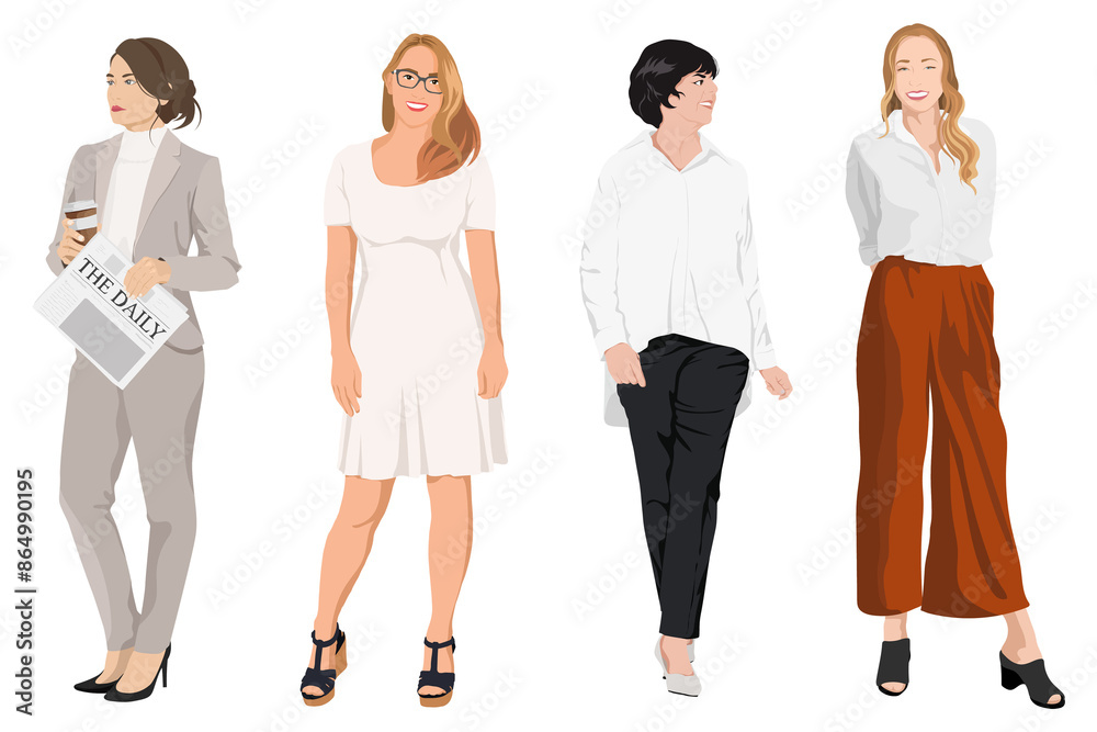 Obraz premium Successful women png sticker illustration, transparent background
