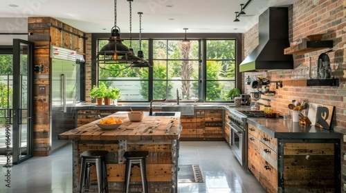 Industrial Wood and Metal Kitchen  © Chhayny