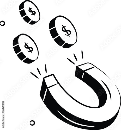 Physics magnet icon in flat style, scalable vector of attraction