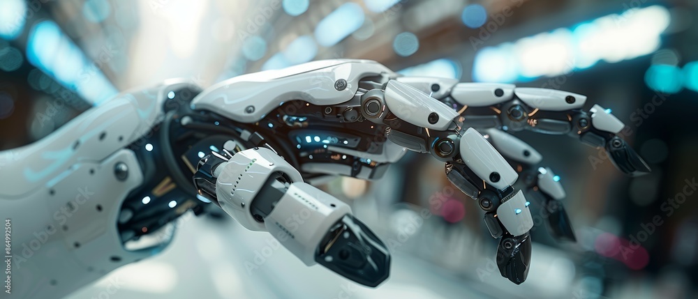 Fototapeta premium A close up of a robotic hand reaching out.