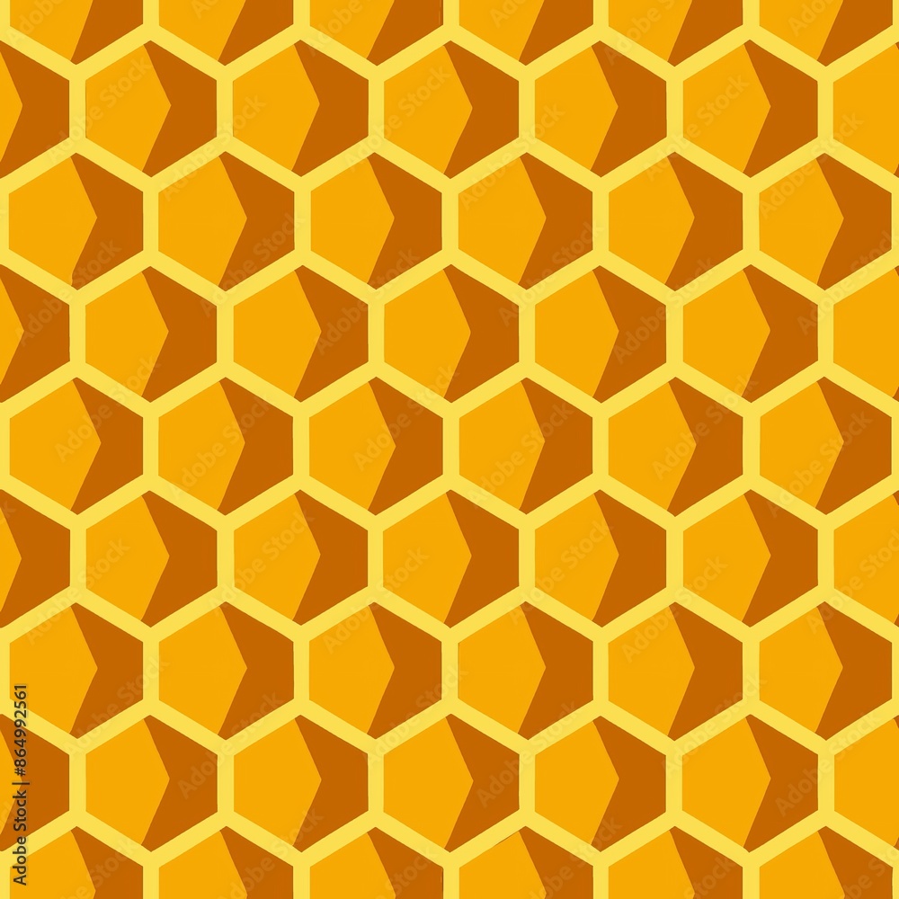 Seamless pattern of honeycomb grids with textured effects, like stone or wood, Generative AI