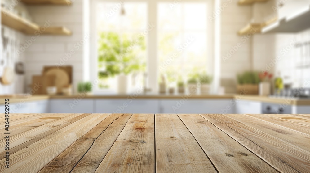 wood table top counter and blur modern kitchen interior background wood table top counter and blur modern kitchen interior background