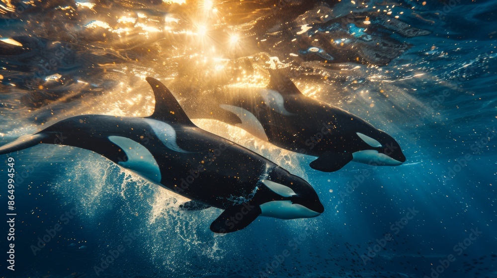 Fototapeta premium Orca Whale Swimming with His Group