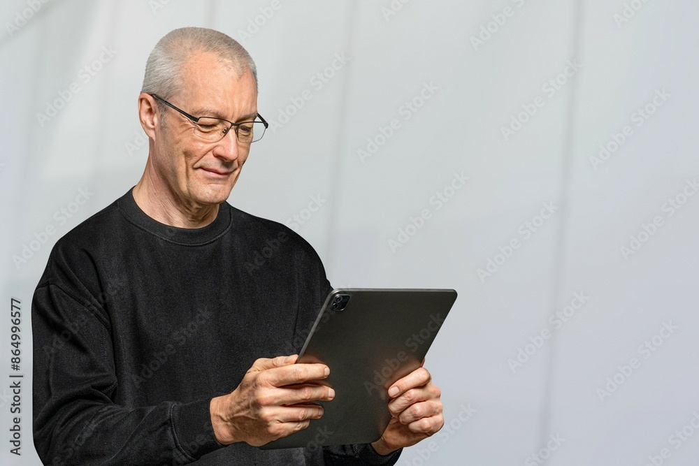 Businessman png using tablet Businessman png using tablet