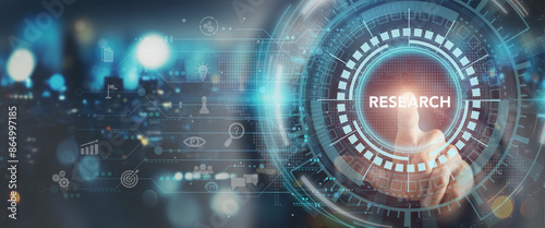 Market research concept. The image representing various research related concepts, including target setting, document management, visual analysis, inquiry and idea generation.