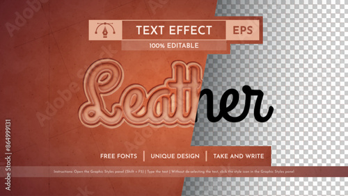 Leather Editable Text Effect, Graphic Style