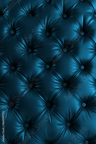 texture of dark blue, teal new leather sofa, button tufting pattern, elegant, luxury, shiny, closeup, photorealistic // ai-generated 