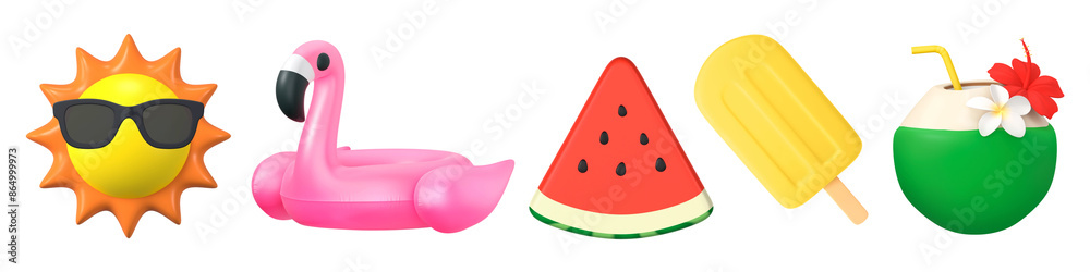 Summer element png cut out element set Summer element png cut out element set