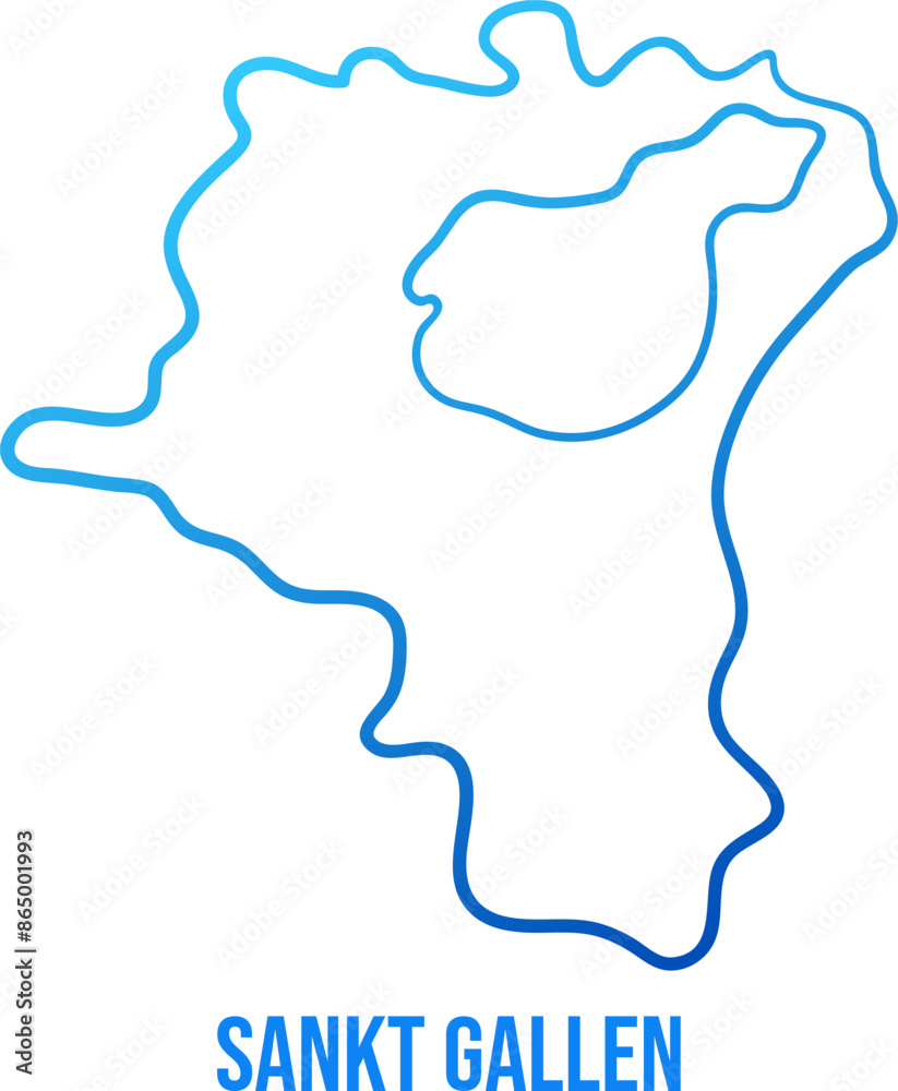 Sankt Gallen Canton abstract simplified blue map with title Sankt Gallen Canton abstract simplified blue map with title