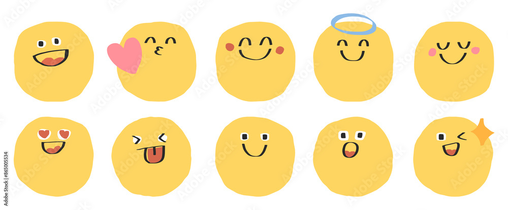 Face emoticon doodle icon set Face emoticon doodle icon set