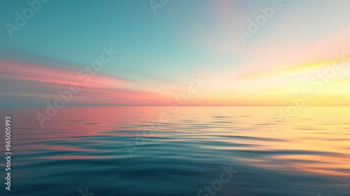 Stunning sunset over calm ocean with vibrant colors and tranquil sky, capturing the serene beauty of nature at dusk. © HDP-STUDIO