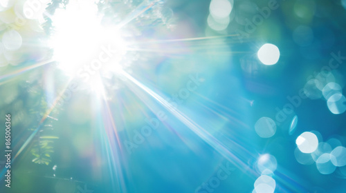 Green bokeh lights with sun...