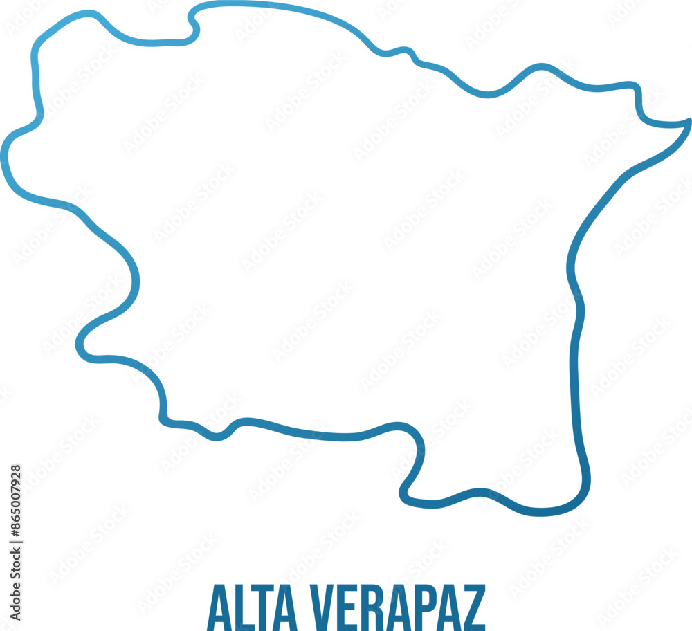 Alta Verapaz administrative department map. Hand drawn simple stylized outline shape. Isolated vector illustration.