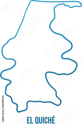 El Quiché administrative department hand drawn simple stylized outline shape map.