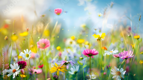 flowers in the field background.generative ai