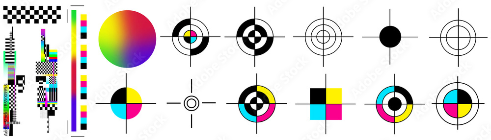 PNG Colorful geometric calibration patterns set PNG Colorful geometric calibration patterns set