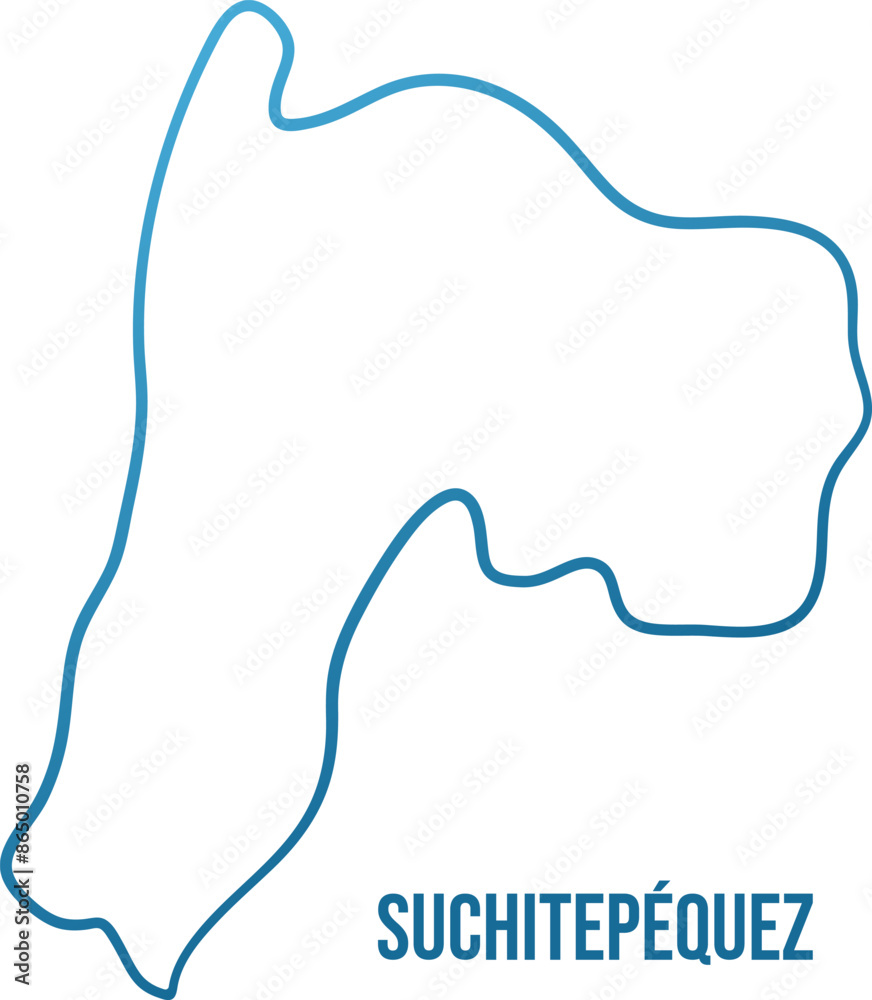 Suchitepéquez,Guatemala administrative department smooth edges map. Hand drawn simple stylized outline shape. Suchitepéquez,Guatemala administrative department smooth edges map. Hand drawn simple stylized outline shape.