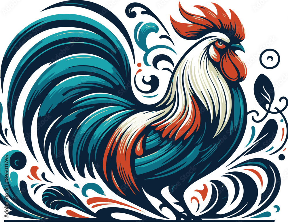 Rooster tattoo silhouette and victor with white background Rooster tattoo silhouette and victor with white background