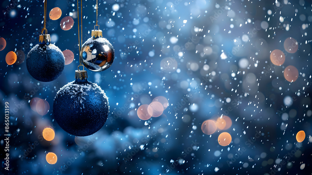 abstract winter christmas night baubles and blurred shiny lights sparkle background,bokeh lights falling snowflakes.generative ai abstract winter christmas night baubles and blurred shiny lights sparkle background,bokeh lights falling snowflakes.generative ai