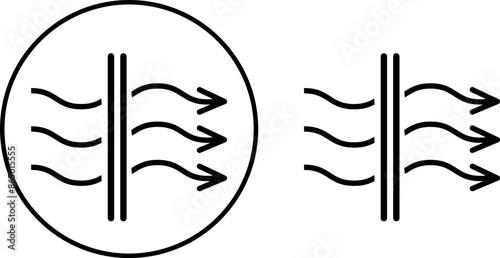 The icon with the right arrows. The three-arrow icon indicates a breathable material or leather. Contour vector icons on a transparent background. Breathable material. For web design and infographics.