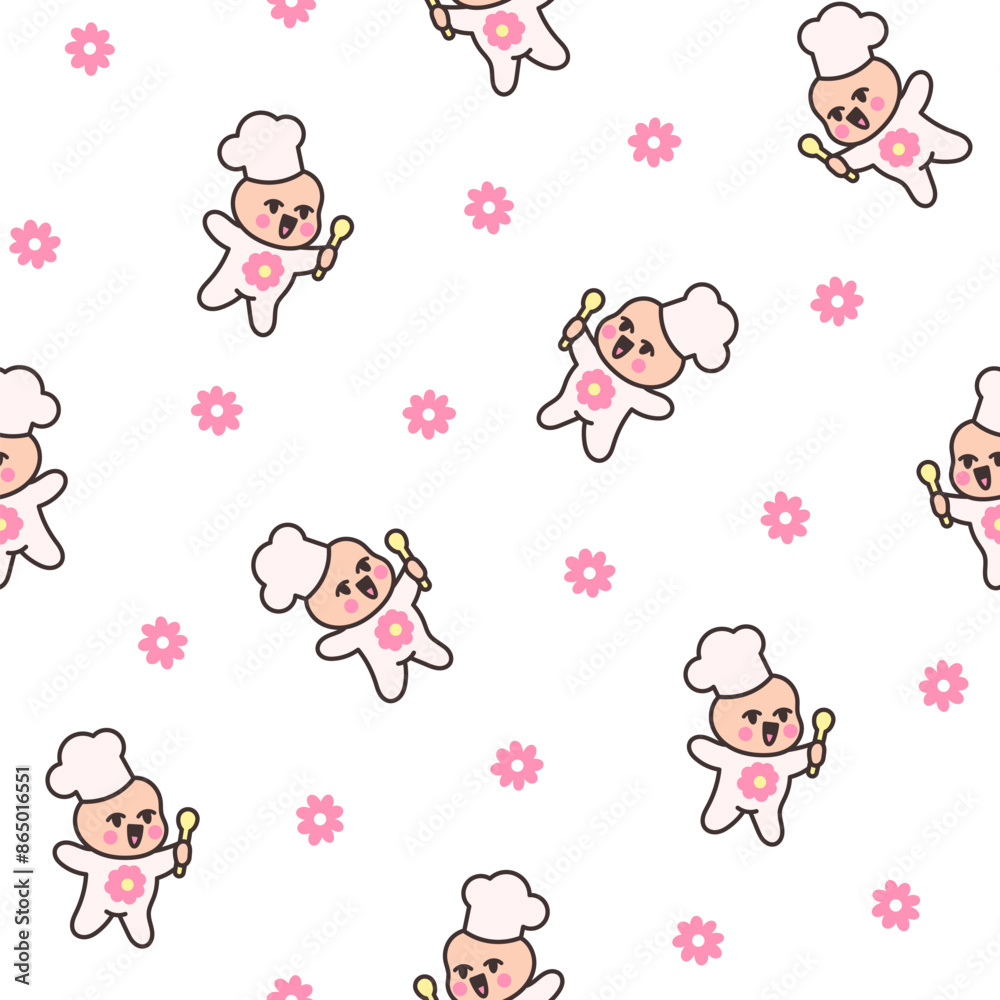 Cute baby girl. Seamless pattern. Cartoon little newborn character. Hand style. Vector drawing. Design ornaments. Cute baby girl. Seamless pattern. Cartoon little newborn character. Hand style. Vector drawing. Design ornaments.