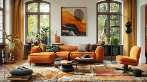 An elegant living room with...